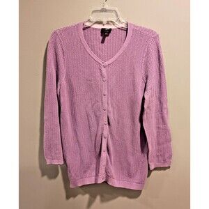 Talbots Womens Lilac Purple Pima Cotton Knit Button Down Cardigan Plus Size 1X